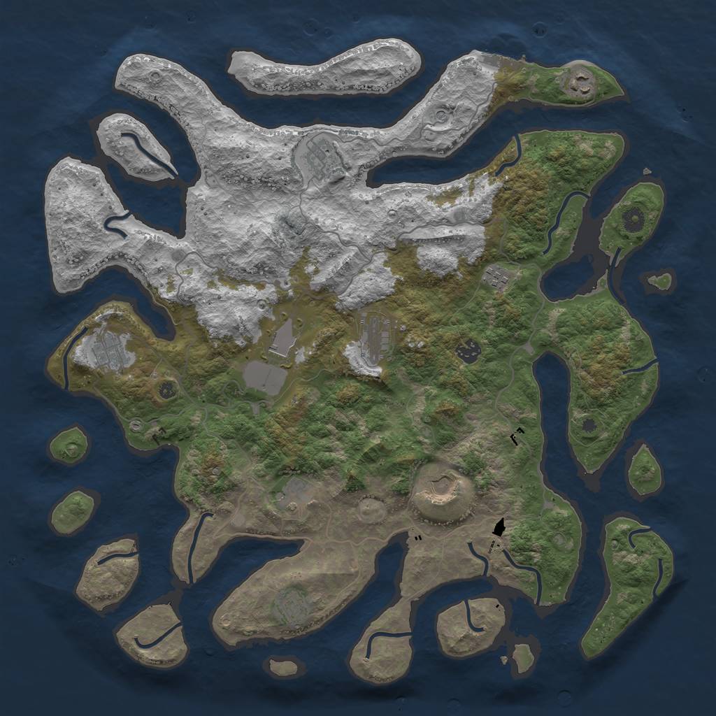 Rust Map: Procedural Map, Size: 4500, Seed: 5327, 14 Monuments