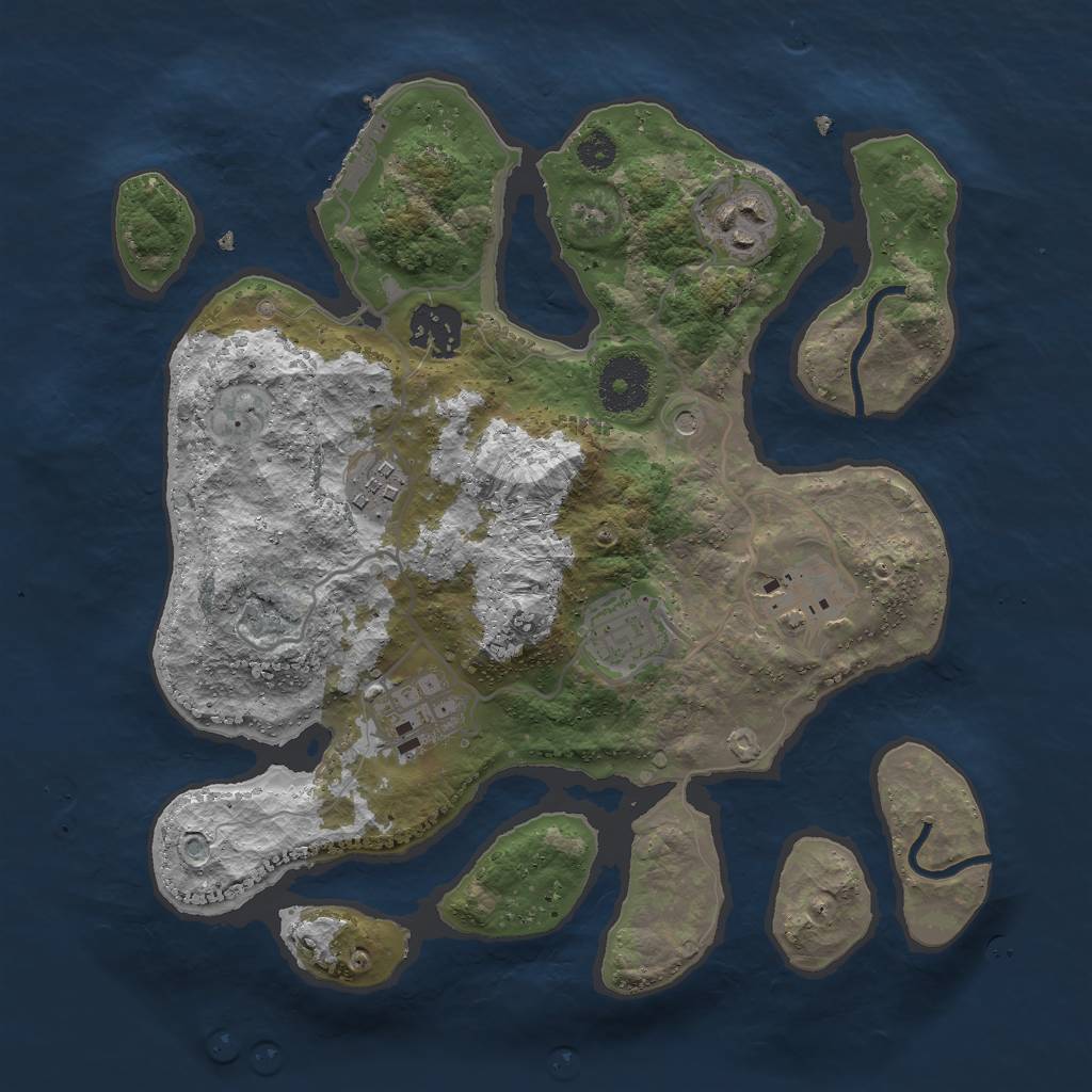 Rust Map: Procedural Map, Size: 3000, Seed: 1777492148, 10 Monuments