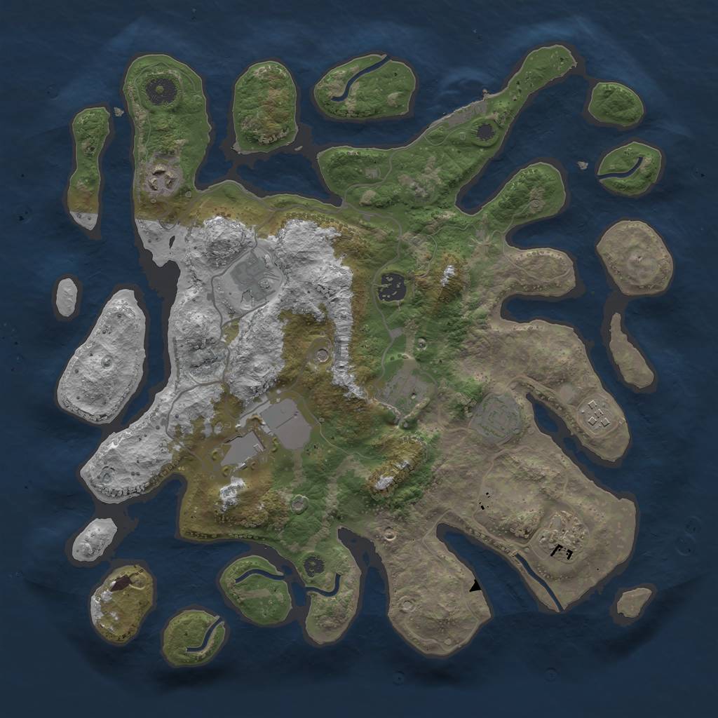 Rust Map: Procedural Map, Size: 3700, Seed: 1114553850, 12 Monuments