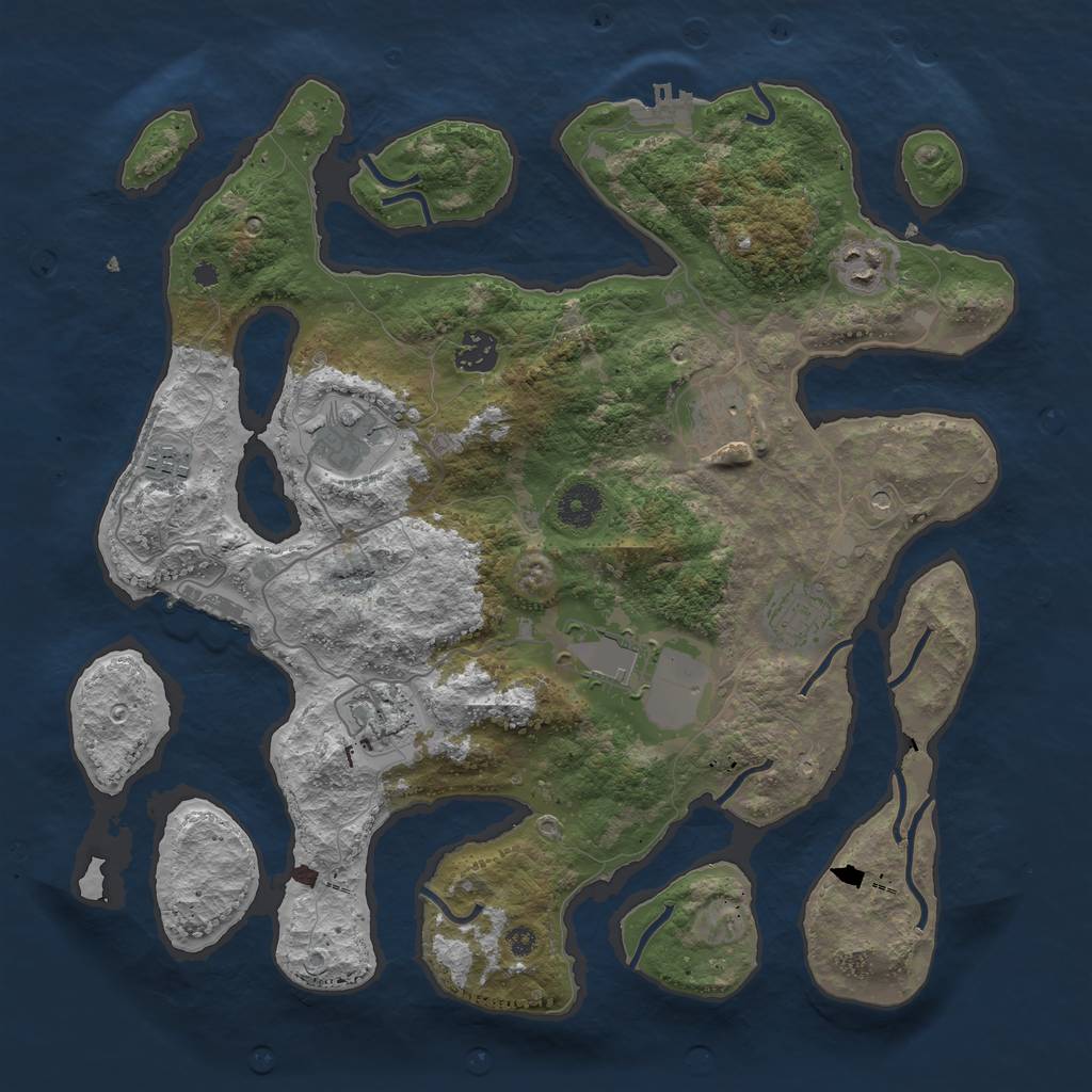 Rust Map: Procedural Map, Size: 3750, Seed: 169801086, 13 Monuments