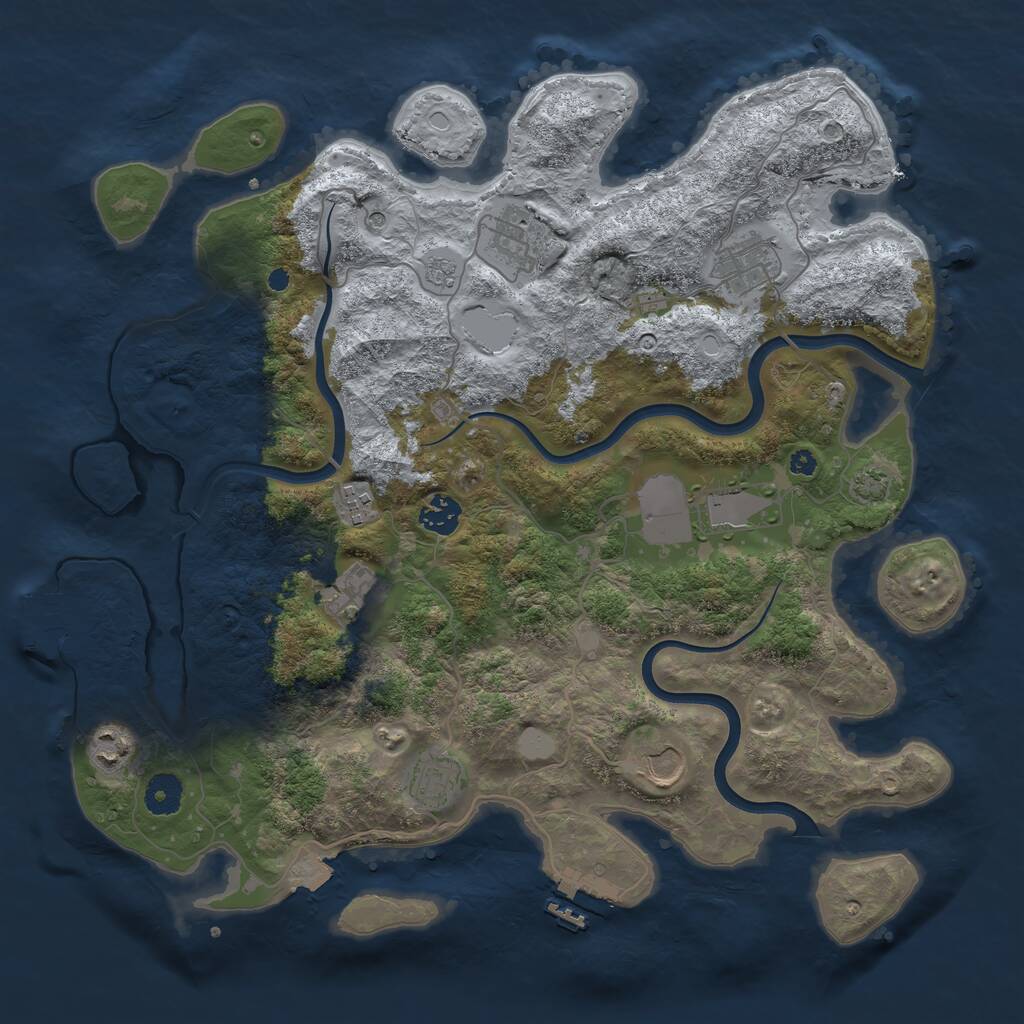 Rust Map: Procedural Map, Size: 3850, Seed: 21607, 15 Monuments