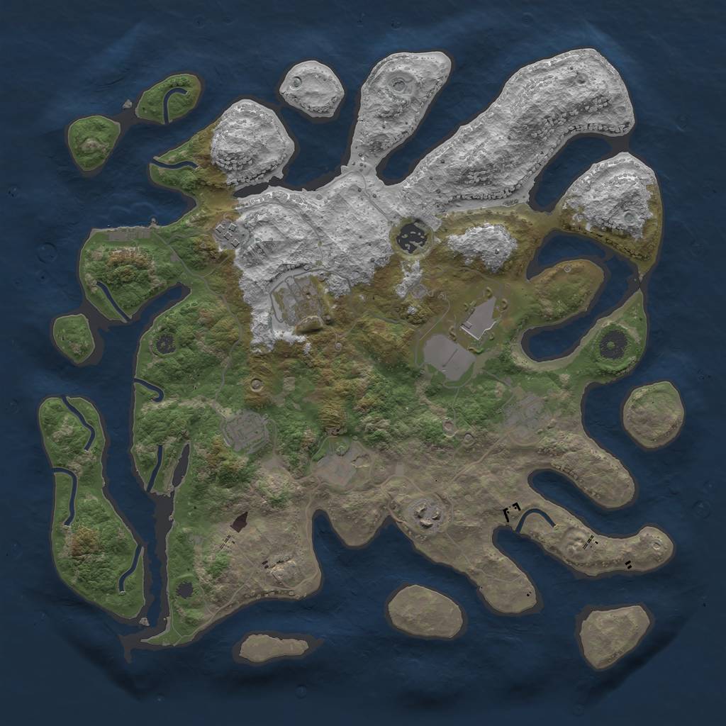 Rust Map: Procedural Map, Size: 3850, Seed: 21607, 12 Monuments