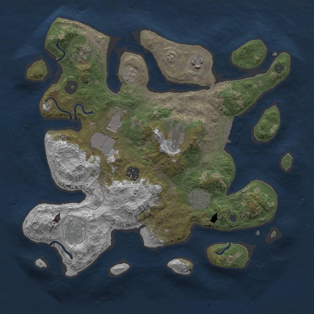 Rust Map: Procedural Map, Size: 3500, Seed: 602, 12 Monuments