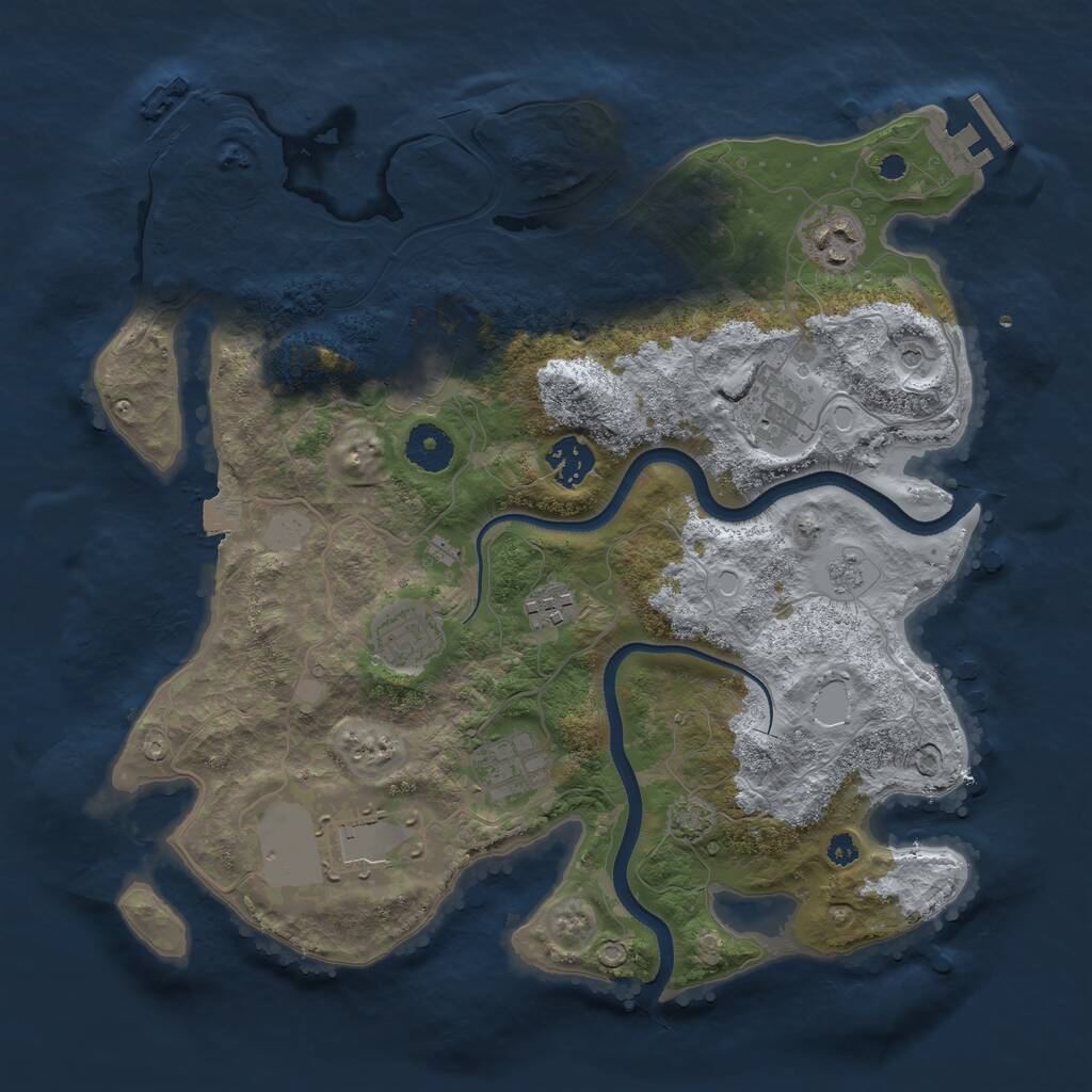 Rust Map: Procedural Map, Size: 3500, Seed: 127366078, 14 Monuments