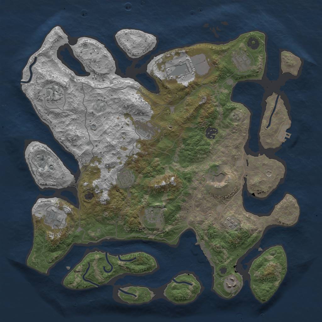 Rust Map: Procedural Map, Size: 4000, Seed: 944011509, 16 Monuments