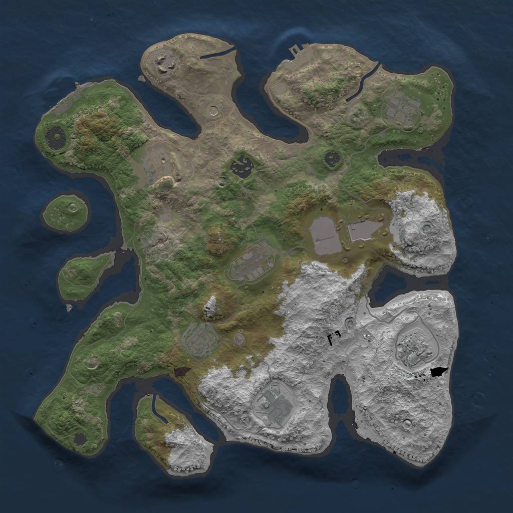 Rust Map: Procedural Map, Size: 3500, Seed: 1450097772, 14 Monuments