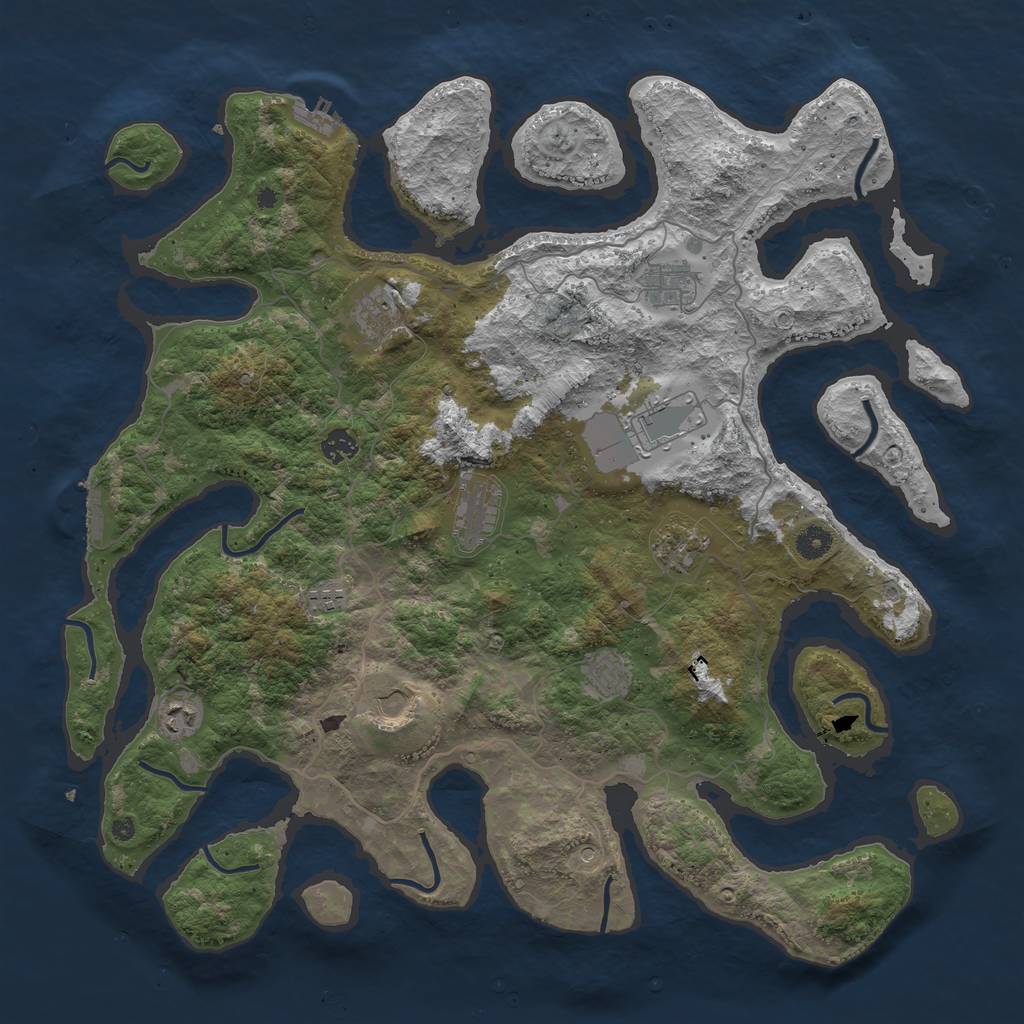 Rust Map: Procedural Map, Size: 4500, Seed: 354897175, 15 Monuments