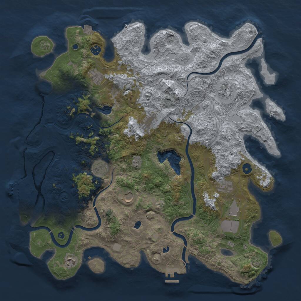 Rust Map: Procedural Map, Size: 4500, Seed: 354897175, 16 Monuments