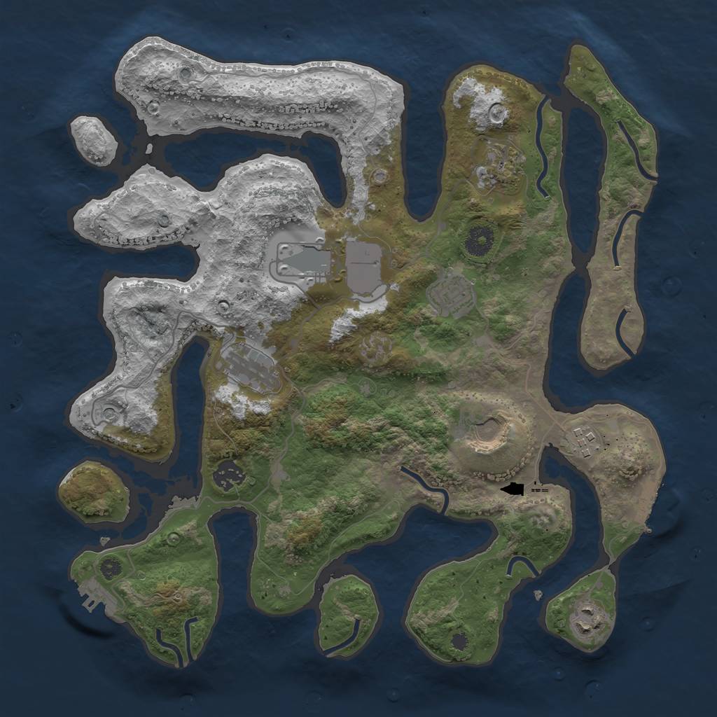 Rust Map: Procedural Map, Size: 3600, Seed: 604546487, 13 Monuments