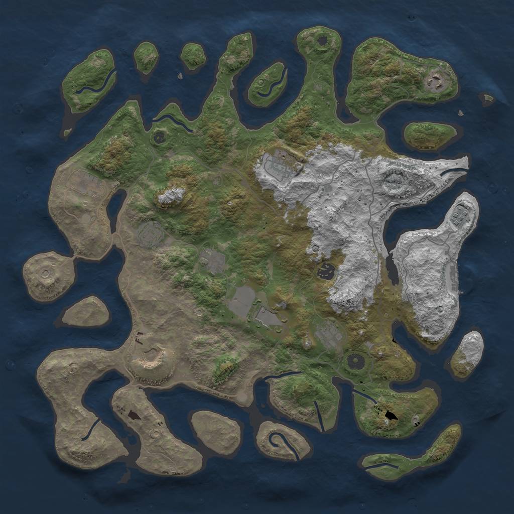 Rust Map: Procedural Map, Size: 4500, Seed: 559635, 14 Monuments