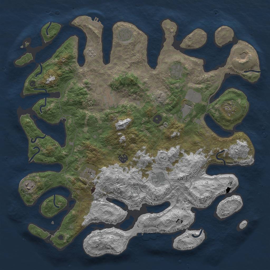 Rust Map: Procedural Map, Size: 4500, Seed: 854486624, 16 Monuments