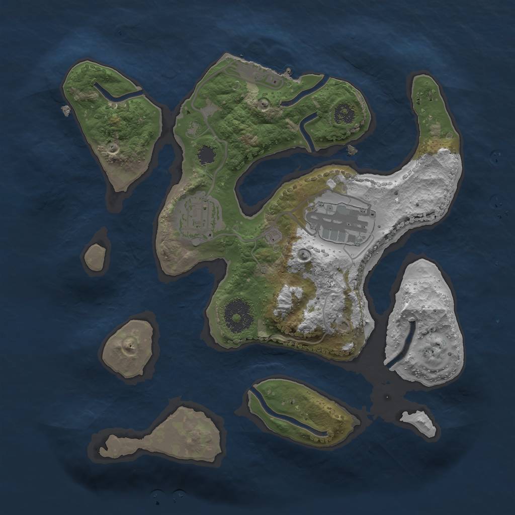 Rust Map: Procedural Map, Size: 2500, Seed: 9721, 5 Monuments