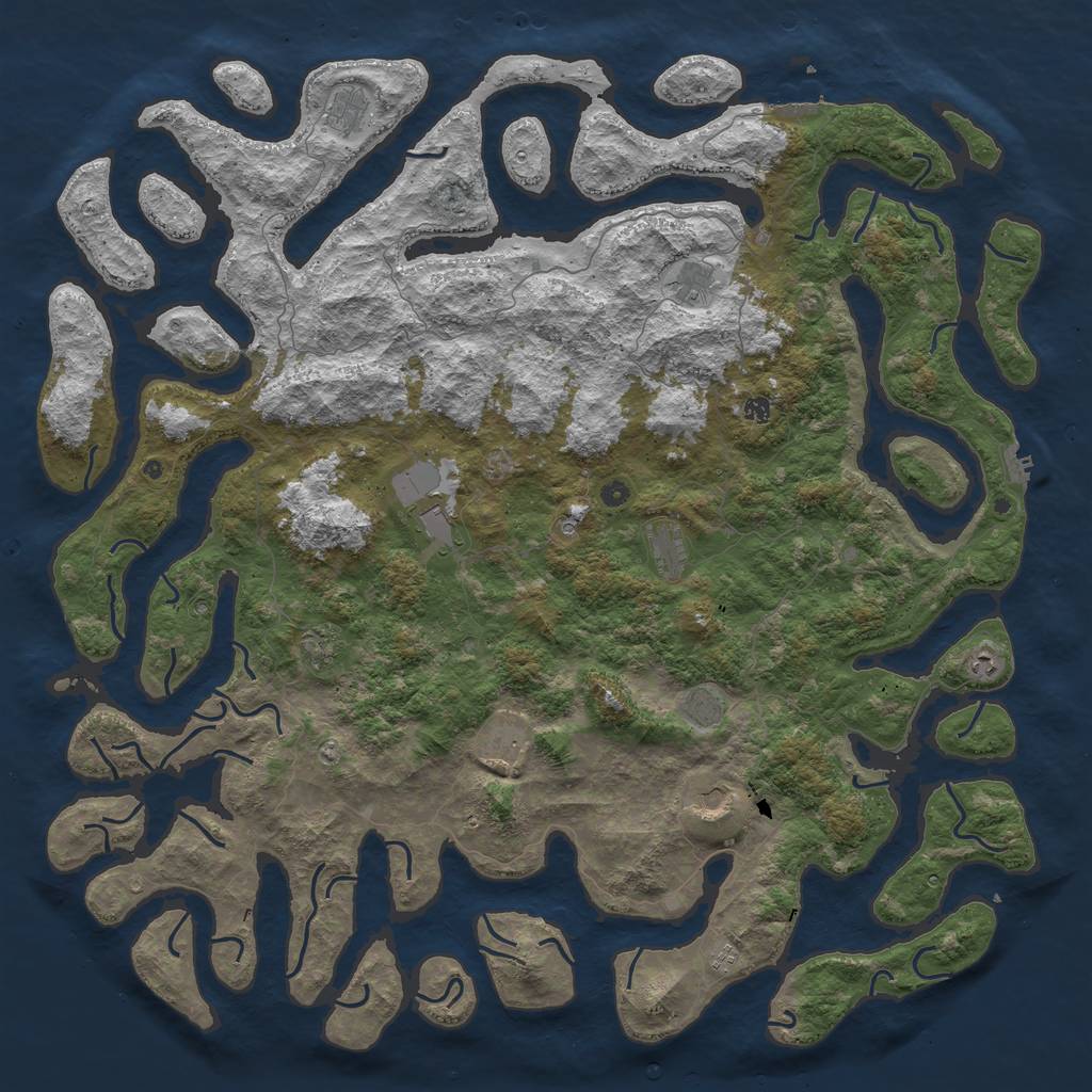 Rust Map: Procedural Map, Size: 6000, Seed: 850415250, 16 Monuments