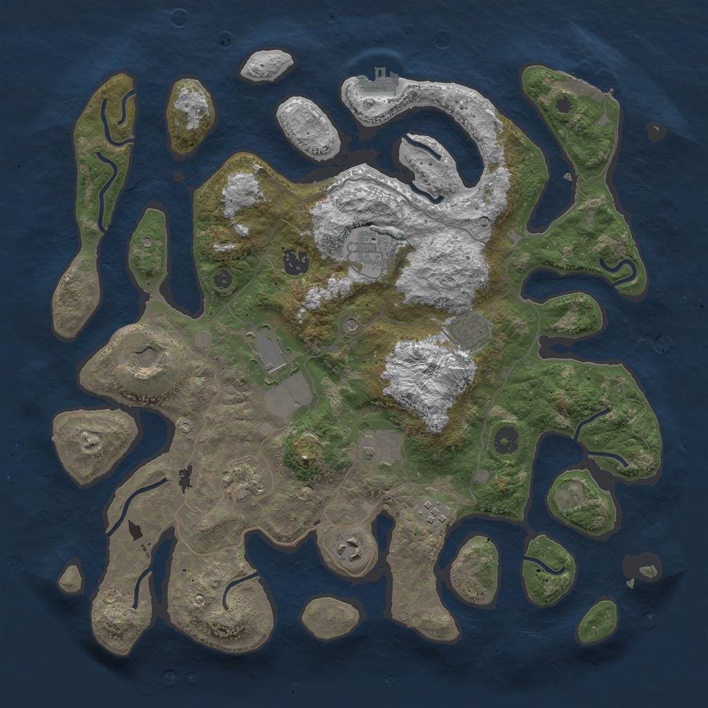 Rust Map: Procedural Map, Size: 4000, Seed: 541232, 14 Monuments