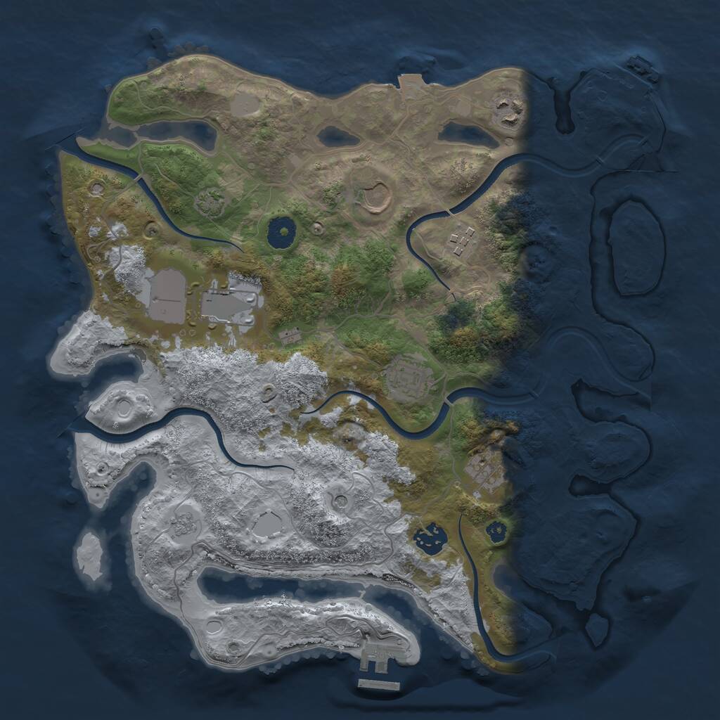 Rust Map: Procedural Map, Size: 3500, Seed: 429873800, 13 Monuments