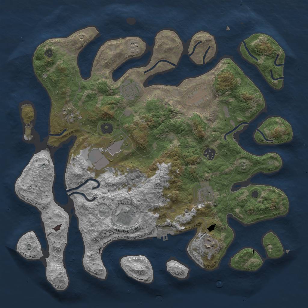 Rust Map: Procedural Map, Size: 3875, Seed: 2018817782, 13 Monuments