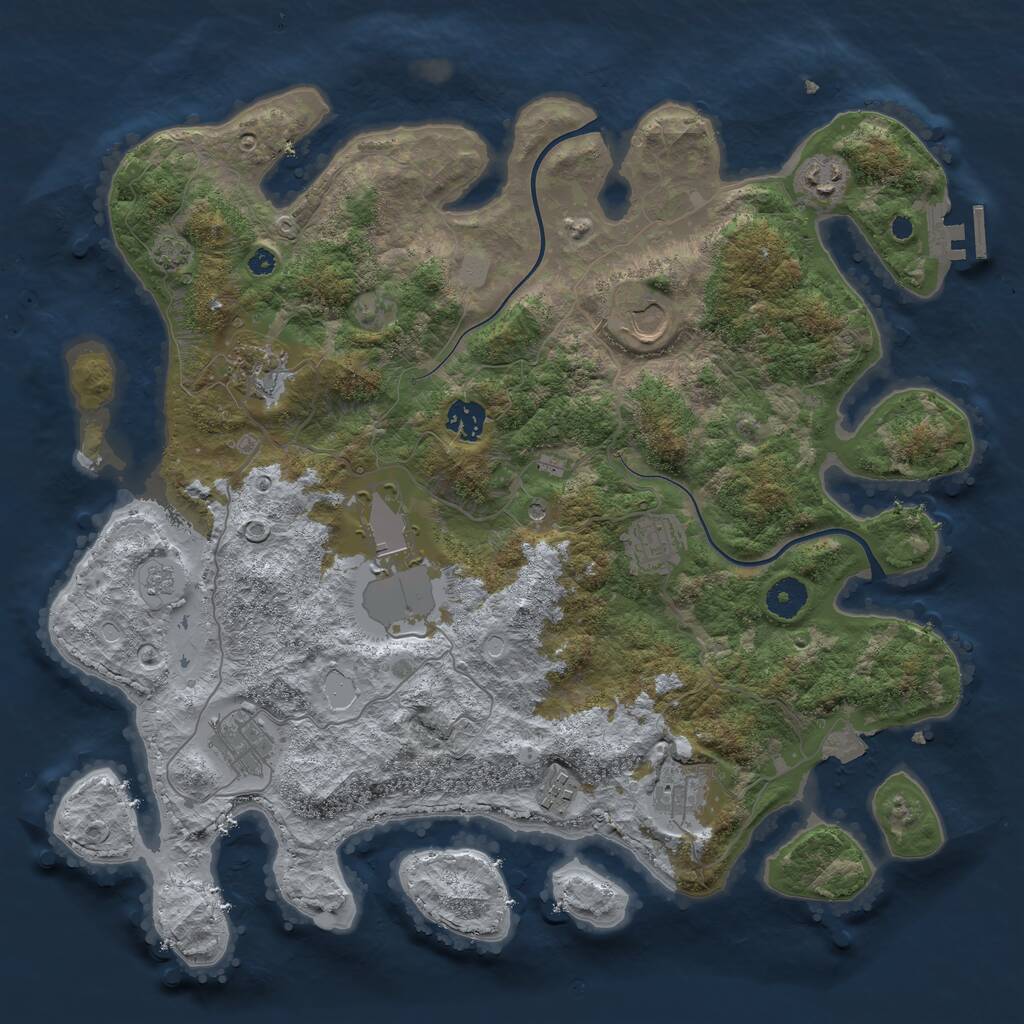 Rust Map: Procedural Map, Size: 3875, Seed: 2018817782, 14 Monuments