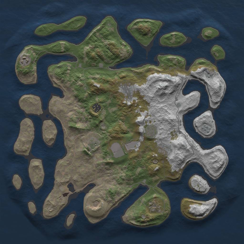 Rust Map: Barren, Size: 4300, Seed: 352221223, 13 Monuments