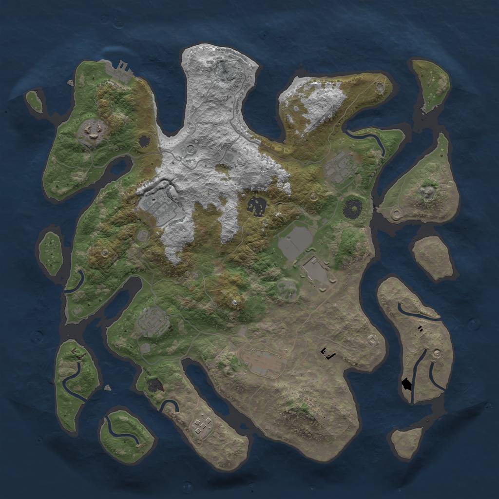 Rust Map: Procedural Map, Size: 3800, Seed: 1388542058, 12 Monuments