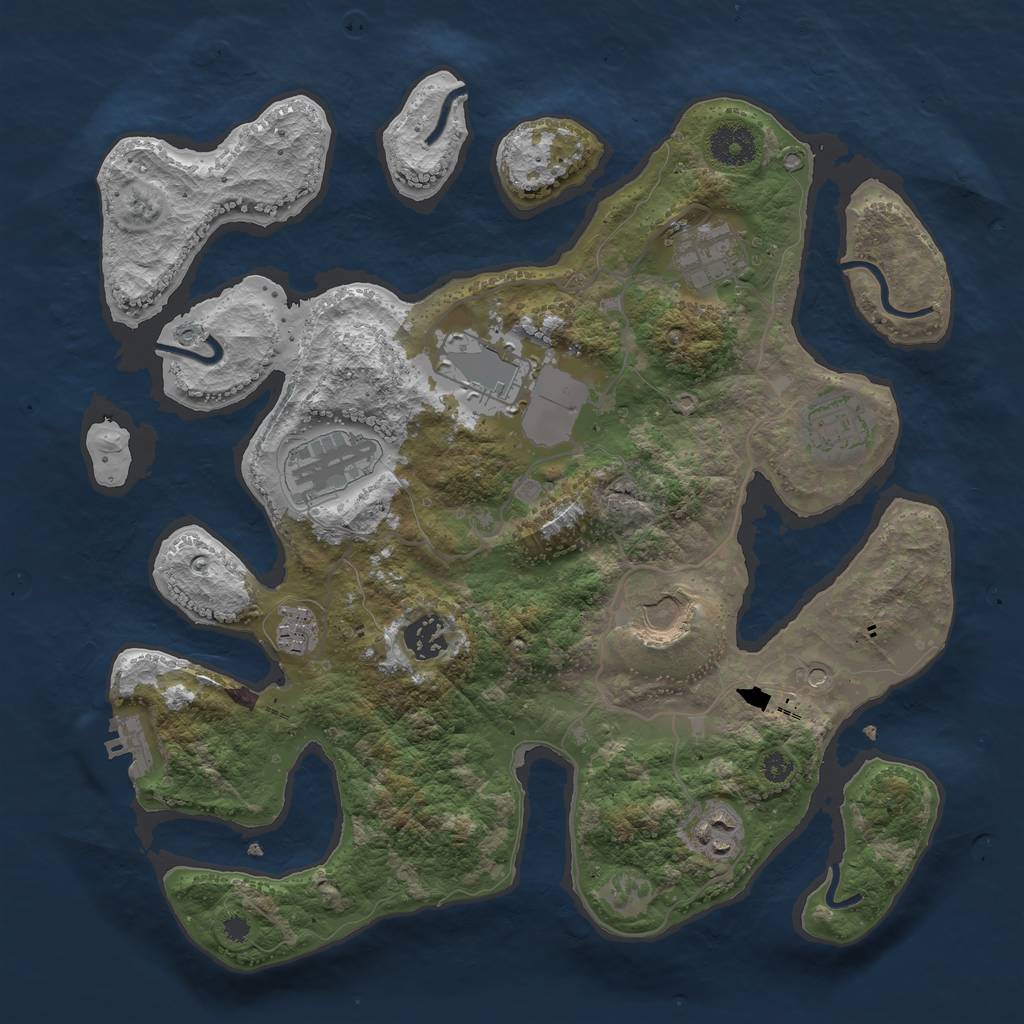 Rust Map: Procedural Map, Size: 3500, Seed: 457321, 12 Monuments