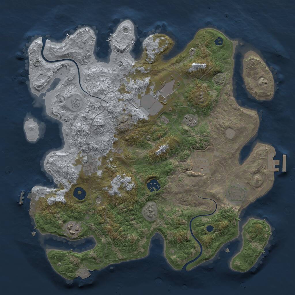 Rust Map: Procedural Map, Size: 3500, Seed: 457321, 13 Monuments