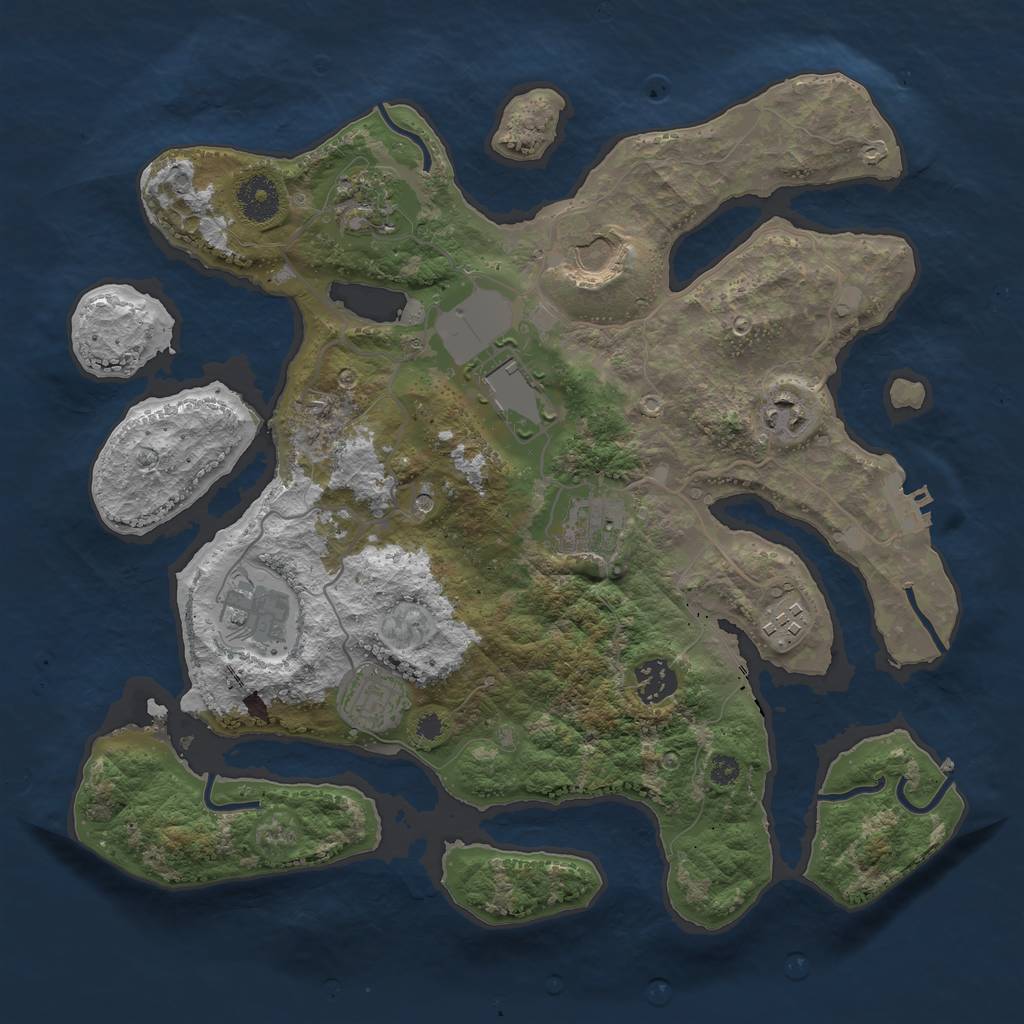 Rust Map: Procedural Map, Size: 3500, Seed: 321120577, 13 Monuments