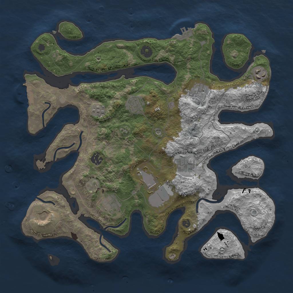 Rust Map: Procedural Map, Size: 3700, Seed: 312468715, 14 Monuments