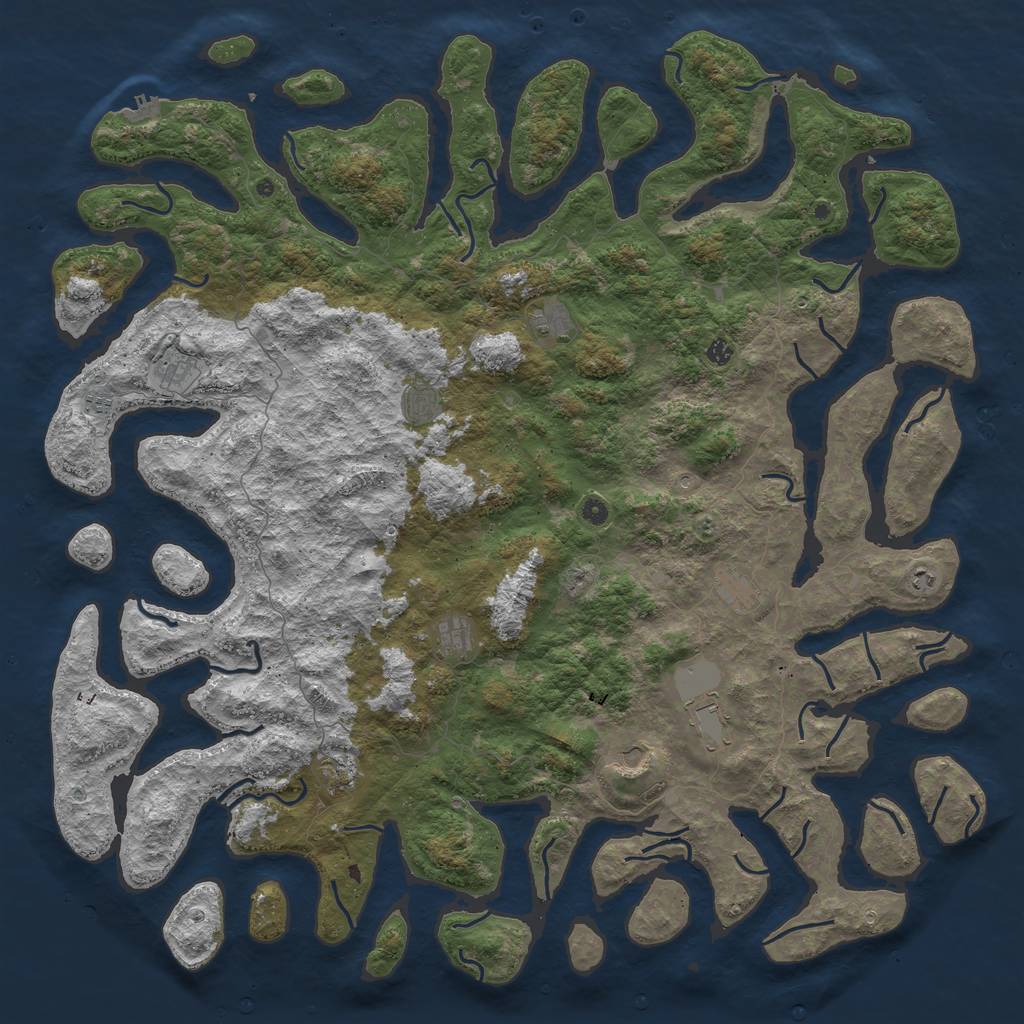 Rust Map: Procedural Map, Size: 6000, Seed: 5100, 15 Monuments