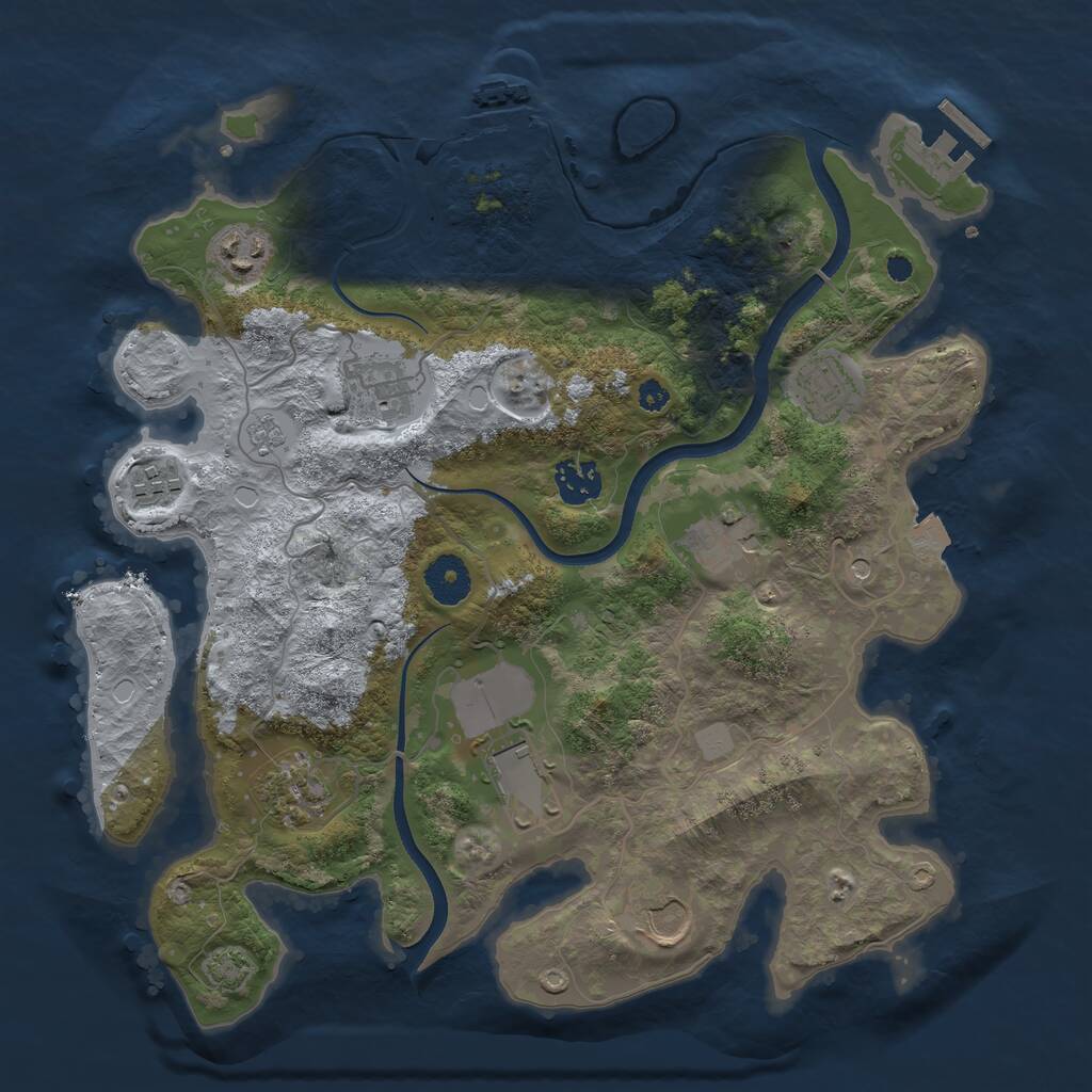 Rust Map: Procedural Map, Size: 3500, Seed: 1491839973, 15 Monuments