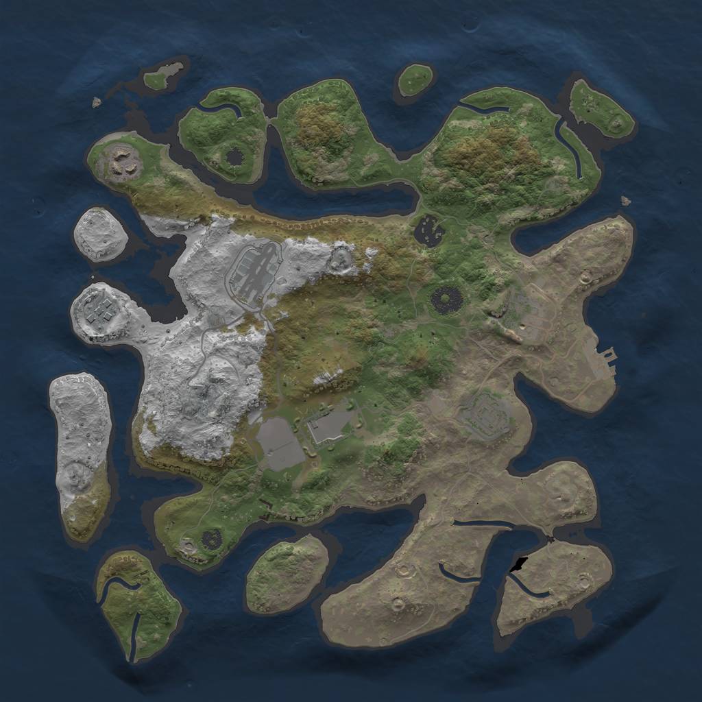 Rust Map: Procedural Map, Size: 3500, Seed: 1491839973, 10 Monuments