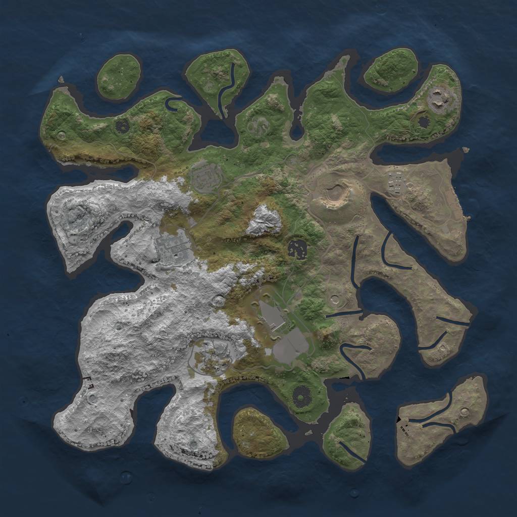 Rust Map: Procedural Map, Size: 3750, Seed: 830498, 12 Monuments