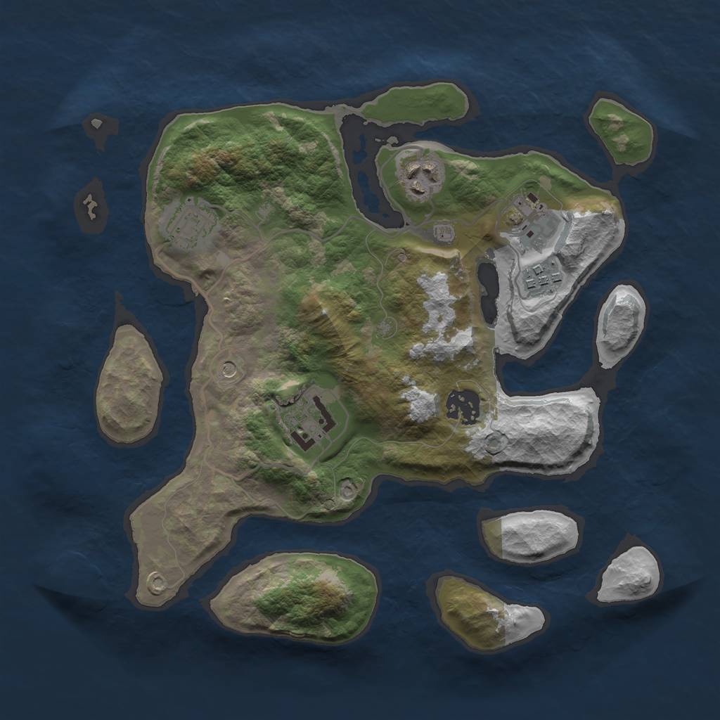 Rust Map: Barren, Size: 3000, Seed: 770718897, 9 Monuments