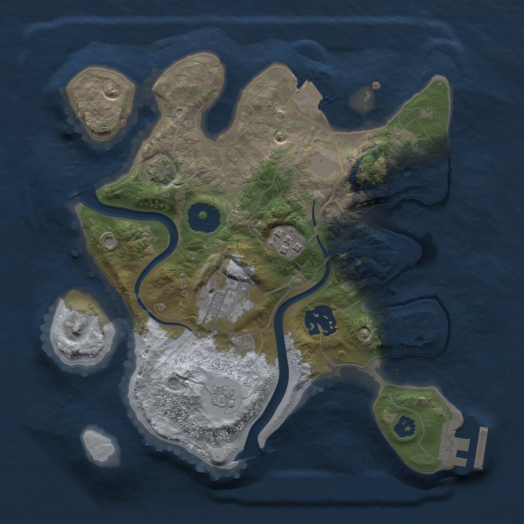 Rust Map: Procedural Map, Size: 2500, Seed: 9876544, 7 Monuments