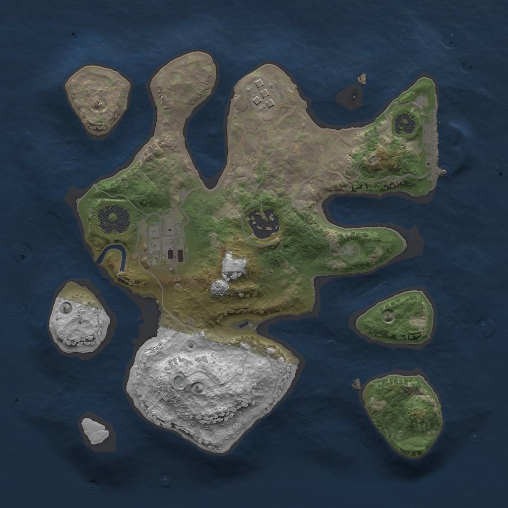 Rust Map: Procedural Map, Size: 2500, Seed: 9876544, 6 Monuments