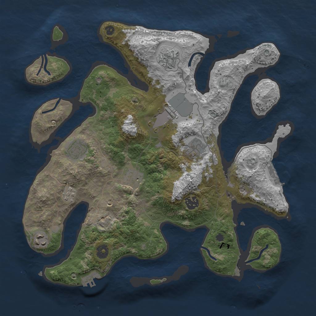 Rust Map: Procedural Map, Size: 3500, Seed: 205343123, 13 Monuments