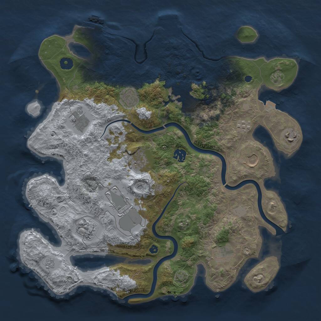 Rust Map: Procedural Map, Size: 3750, Seed: 1355845070, 17 Monuments