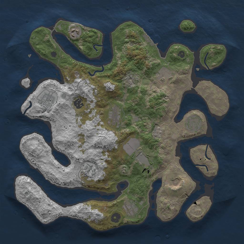 Rust Map: Procedural Map, Size: 3750, Seed: 1355845070, 15 Monuments