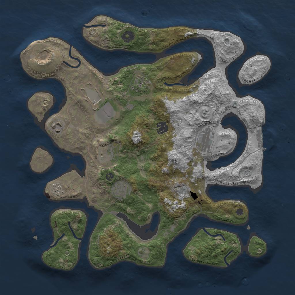 Rust Map: Procedural Map, Size: 3600, Seed: 2038989529, 13 Monuments