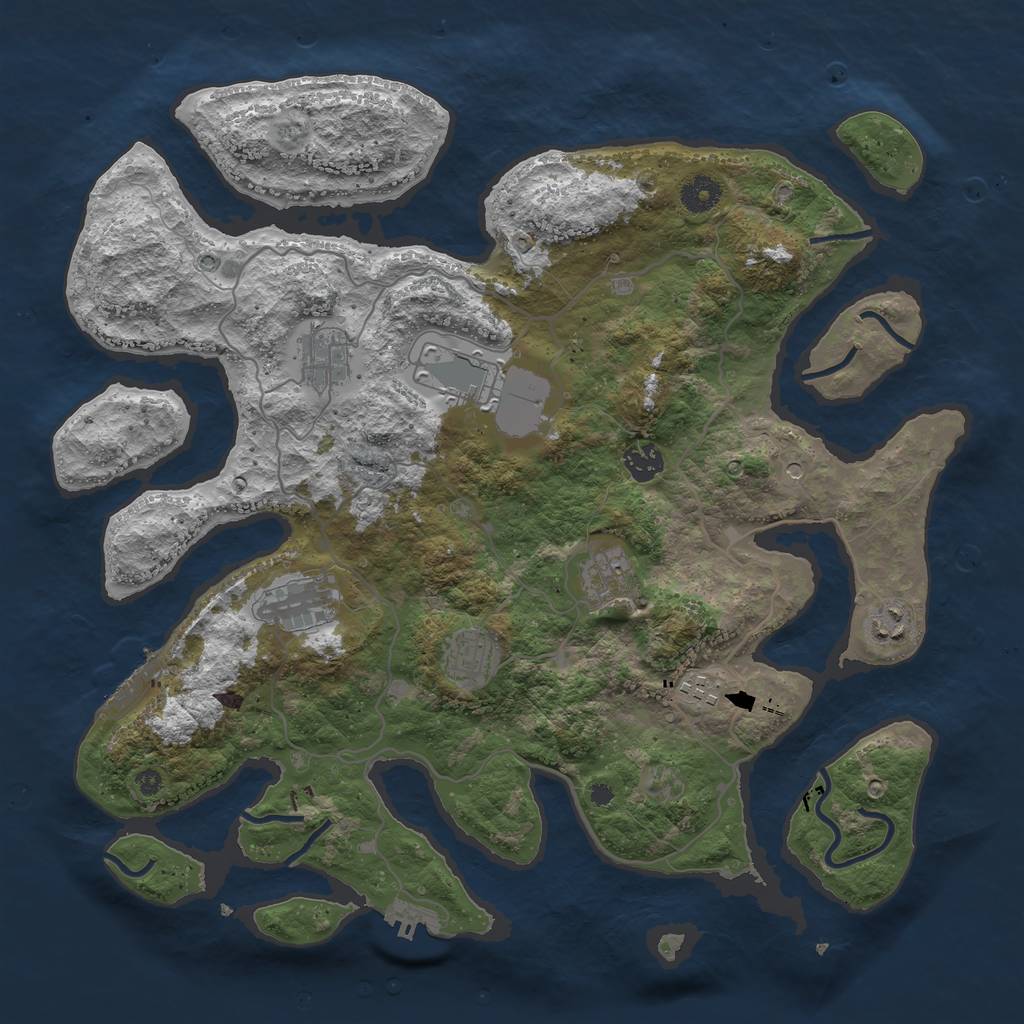 Rust Map: Procedural Map, Size: 4000, Seed: 836567, 13 Monuments