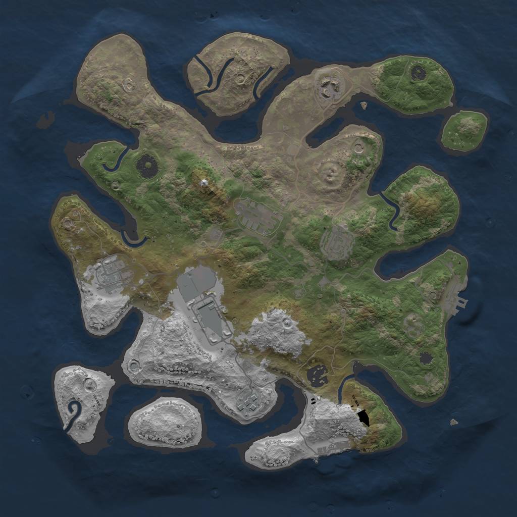 Rust Map: Procedural Map, Size: 3500, Seed: 1416988455, 12 Monuments
