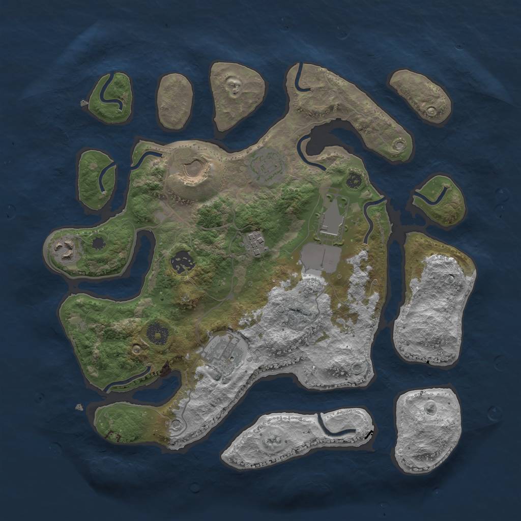 Rust Map: Procedural Map, Size: 3500, Seed: 2080071590, 10 Monuments