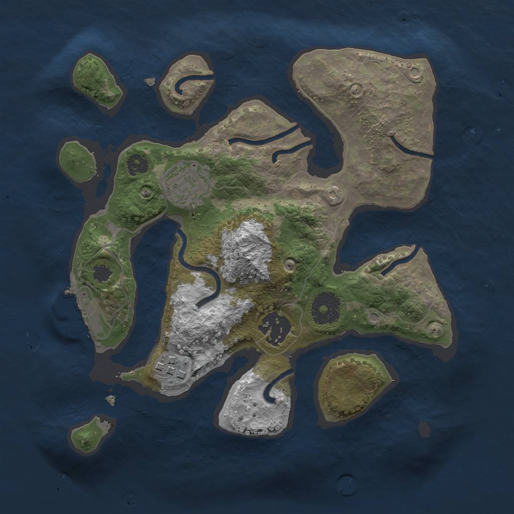 Rust Map: Procedural Map, Size: 2500, Seed: 555555, 6 Monuments