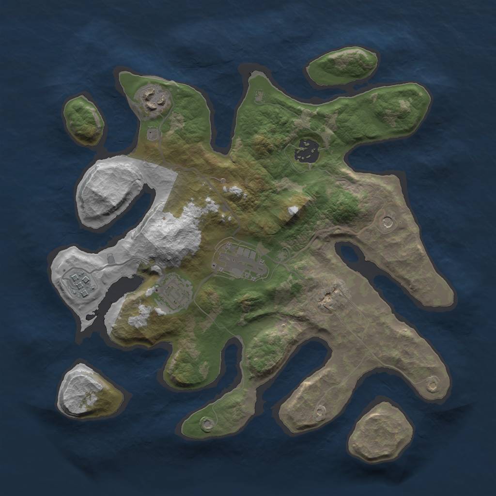 Rust Map: Barren, Size: 3000, Seed: 449080456, 8 Monuments