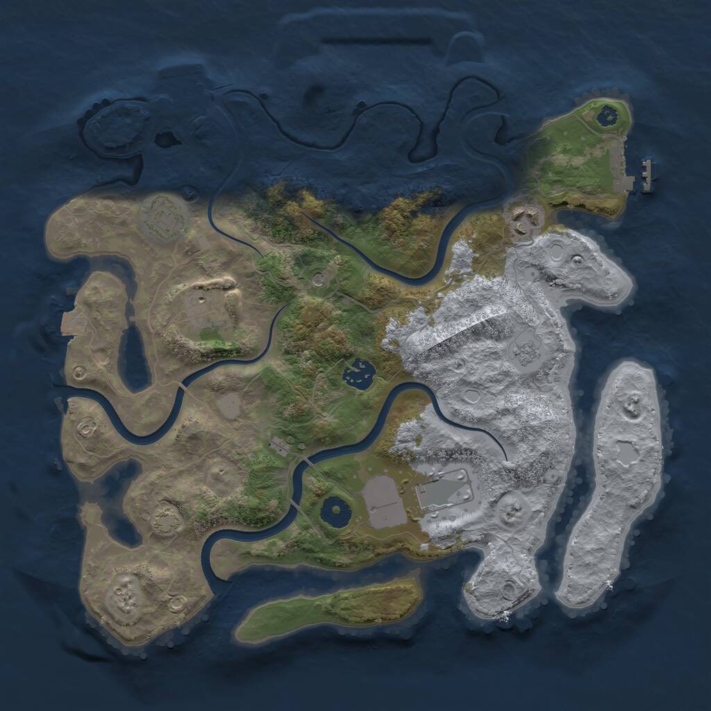 Rust Map: Procedural Map, Size: 3500, Seed: 75466, 11 Monuments