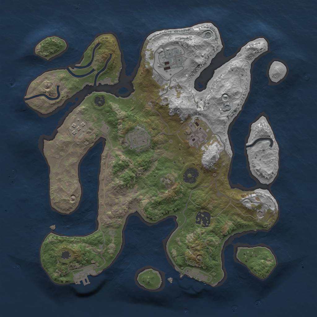 Rust Map: Procedural Map, Size: 3000, Seed: 370390292, 10 Monuments