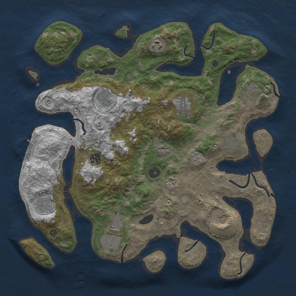 Rust Map: Procedural Map, Size: 3950, Seed: 1364477055, 15 Monuments