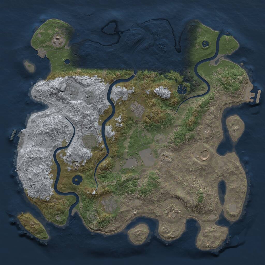 Rust Map: Procedural Map, Size: 3950, Seed: 1364477055, 16 Monuments