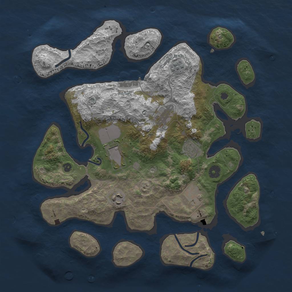 Rust Map: Procedural Map, Size: 3500, Seed: 1136889294, 10 Monuments