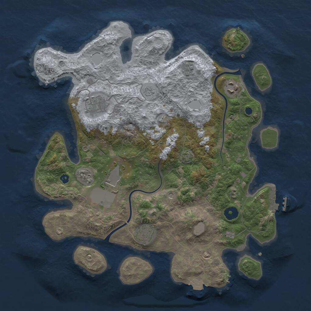 Rust Map: Procedural Map, Size: 3500, Seed: 1136889294, 10 Monuments