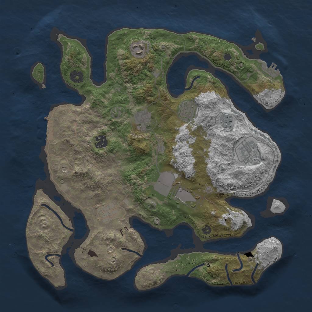 Rust Map: Procedural Map, Size: 3500, Seed: 1950699332, 13 Monuments